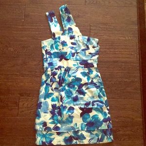 Blue Floral, One Shoulder Dress